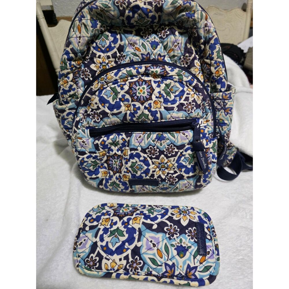 Vera Bradley Quilted Floral Backpack with Matching Sunglasses Glasses Case